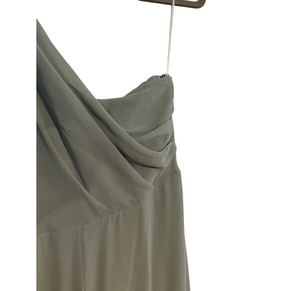Birdy Grey Sage Green One-Shoulder Chiffon Maxi Dress Women XL Evening Gown Y2K - Picture 11 of 16